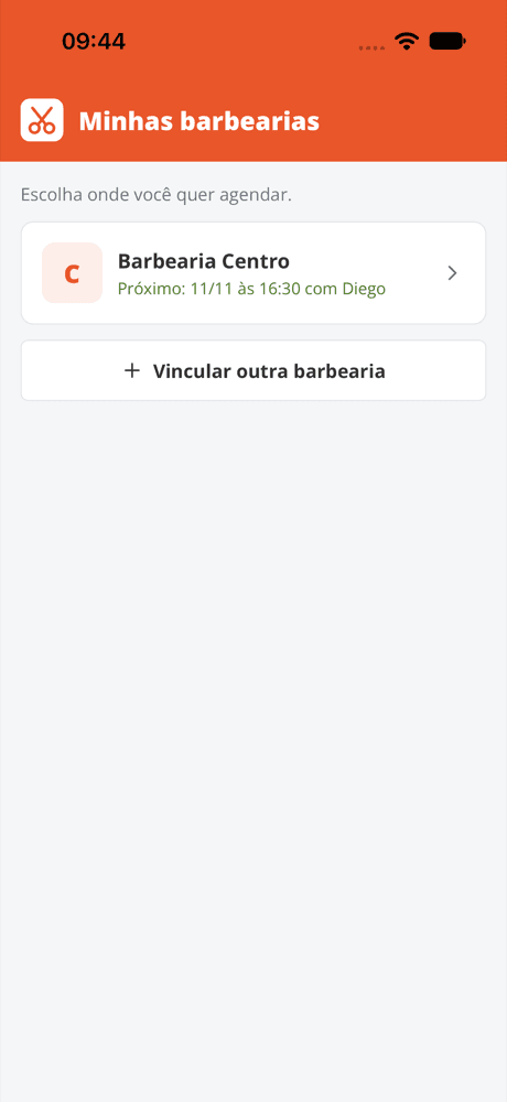 App: lista de barbearias vinculadas